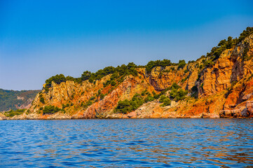 It's Coast of the Adriatic sea of Montenegro. Panoramic view