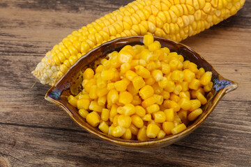 Young corn seeds in the bowl