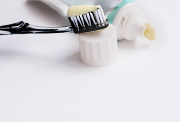 Fototapeta na wymiar Toothbrush and paste on a white Background.Oral hygiene.