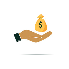 Money icon in hand icon, simple style. Vector illustration eps 10