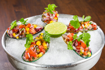 Mussels with vegetables and sauce