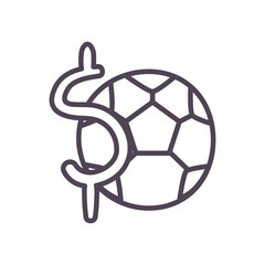 Obraz premium Soccer ball and dollar line style icon vector design