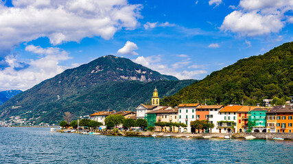Fototapeta na wymiar Brusino Arsizio, a municipality in the district of Lugano in Switzerland on the Lake of Lugano. The village has been inhabited since the Roman era.