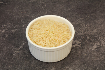 Raw basmati rice in the bowl