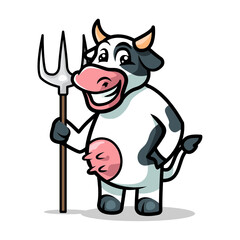 Naklejka premium Cow mascot illustration vector design