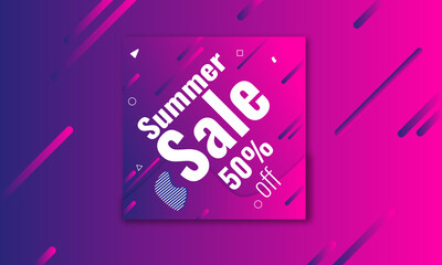 Vector Illustration Summer Sale Instagram Post Template. 