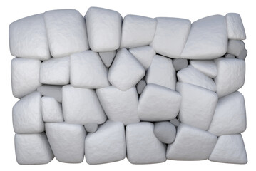 Ancient stone rocks of different shapes fence for game art 3d render illustration on white background