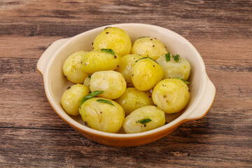 Young boiled potato in the bowl
