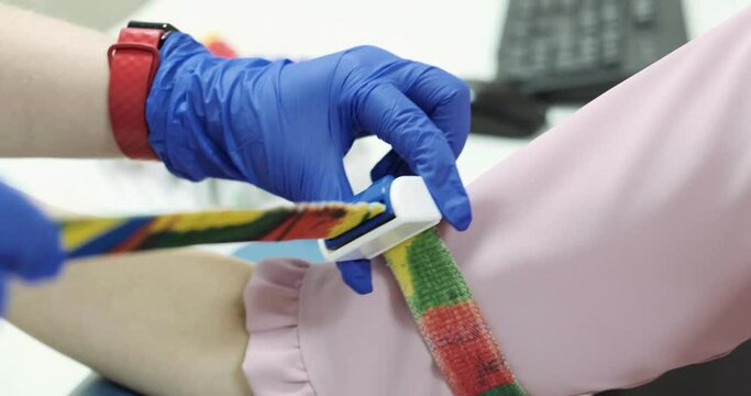 Doctor preparing the patient hand to take blood test at the clinic. Health Diagnostic in the hospital
