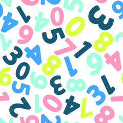 Seamless pattern with numbers for school design.