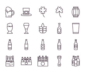 Beer festival line style icon set vector design