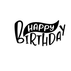 Happy Birthday hand drawn typography design. Handwritten lettering.