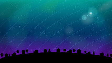 Fototapeta na wymiar Night Stars Peaceful Vector Background - Aqua