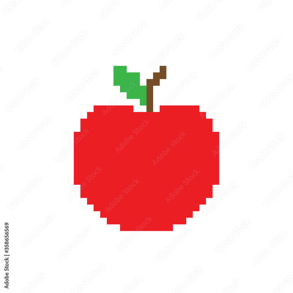 Poster pixel apple icon vector pixel element for game