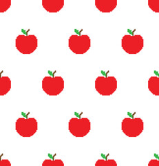 pixel apple pattern seamless. 8 bit apple texture cartoon
