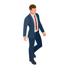 Isometric businessman isolated on write. Creating an office worker character, cartoon people. Business people.