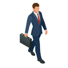 Isometric businessman isolated on write. Creating an office worker character, cartoon people. Business people.