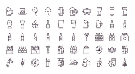 Obraz na płótnie Canvas Beer festival line style icon set vector design