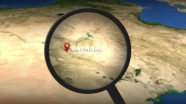 Magnifying glass finds Baghdad city on the map