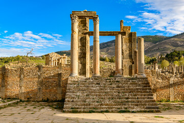 Djemila, the archaeological zone of the well preserved Berber-Roman ruins in North Africa, Algeria....