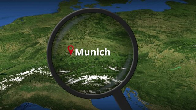 Loupe finds Munich city on the map