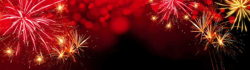 Abstract festive Silvester New Year 2024 Party, New Year's Eve celebration  background panorama...