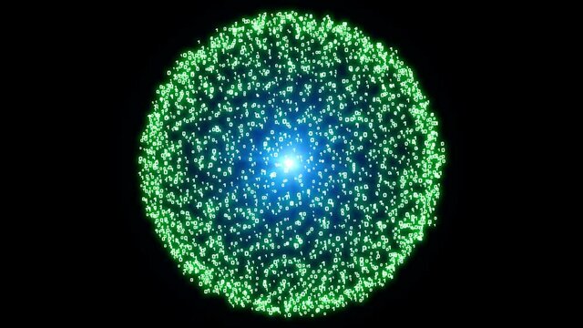 rotating luminous planet consisting of binary code. Pulsation of light inside
