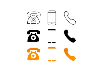 telephone icon set on white 