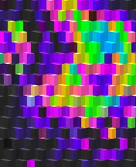 blue cyan green magenta neon trippy psychedelic geometric shapes abstract background 3D illustration