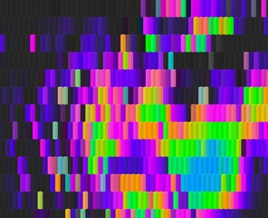 neon green magenta purple cyan geometric shapes abstract background 3D illustration