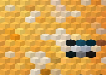 orange blue geometric shapes abstract background 3D illustration