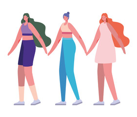 Naklejka premium women avatars cartoons with casual cloth design, Woman girl female person and people theme Vector illustration