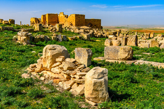Ruins of a temple of Madauros, a Roman-Berber city in the old province of Numidia, Algeria