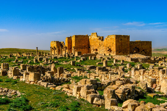 Ruins of a temple of Madauros, a Roman-Berber city in the old province of Numidia, Algeria