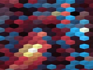 blue red magenta geometric shapes abstract background 3D illustration