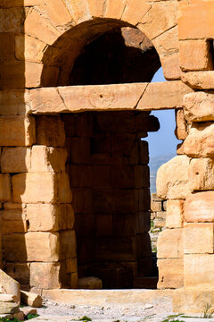 Ruins of a temple of Madauros, a Roman-Berber city in the old province of Numidia, Algeria