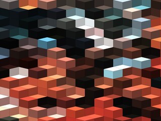 orange black blue geometric shapes abstract background 3D illustration