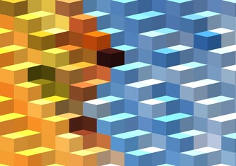 orange yellow blue colorful geometric shapes abstract background 3D illustration