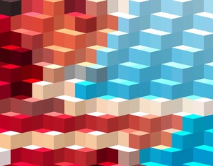 blue pink colorful geometric shapes abstract background 3D illustration