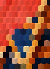 orange blue yellow colorful geometric shapes abstract background 3D illustration
