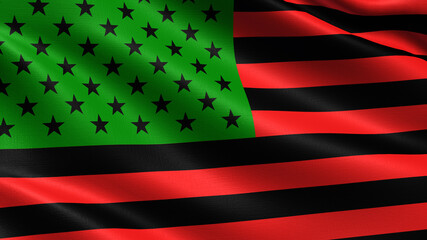 African-American Flag, with waving fabric texture	
