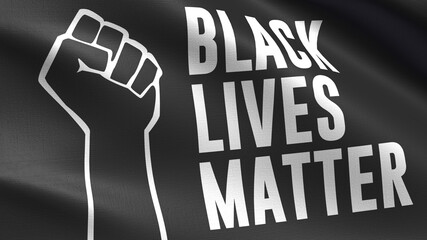 Black Lives Matter Flag, with waving fabric texture	
