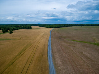 Aerial view of a gravel road on farmland near Poolesville, Montgomery County, Maryland