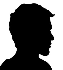 Naklejka na ściany i meble male profile picture, silhouette. Of the page. Profile, black illustration, fashion and business 
