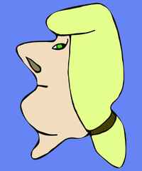 Cartoon character Baron with long hair