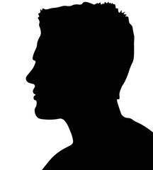 male profile picture, silhouette. Of the page. Profile, black illustration, fashion and business	