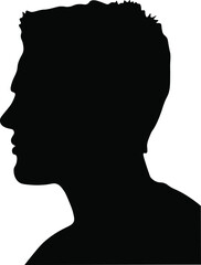Fototapeta na wymiar male profile picture, silhouette. Of the page. Profile, black illustration, fashion and business 