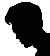 male profile picture, silhouette. Of the page. Profile, black illustration, fashion and business	