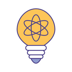 light bulb with atom line and fill style icon design, Innovation idea and creativity theme Vector illustration