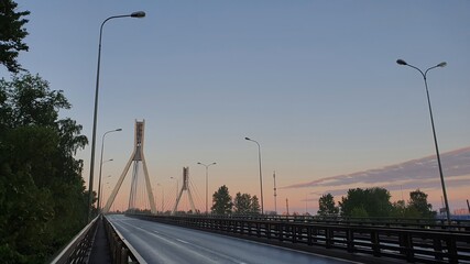 Fototapeta na wymiar railway bridge at sunset